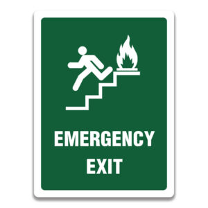 EMERGENCY EXIT STAIRWAY LEFT SIGN