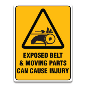 EXPOSED BELT & MOVING PARTS CAN CAUSE INJURY SIGN