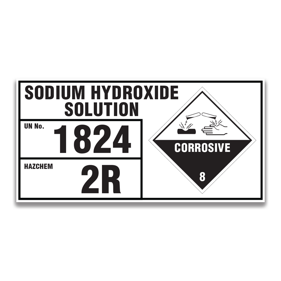 SODIUM HYDROXIDE SOLUTION SIGNS AND LABELS